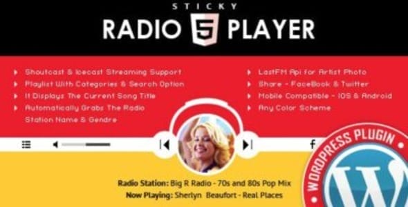 Sticky Full Width Radio Player WordPress Plugin