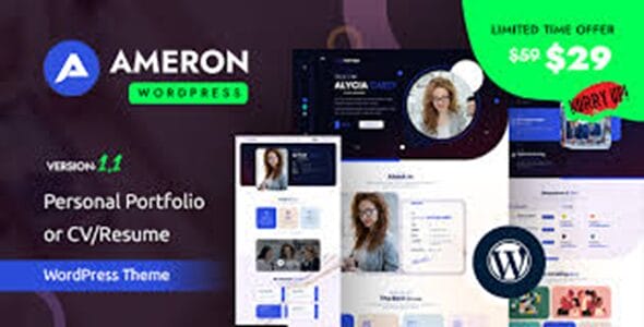 Ameron - Personal Portfolio or CVResume WordPress Theme