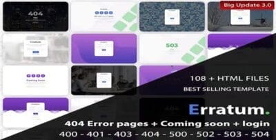 Erratum - 404 Error Pages + Coming Soon + Login Latest Version